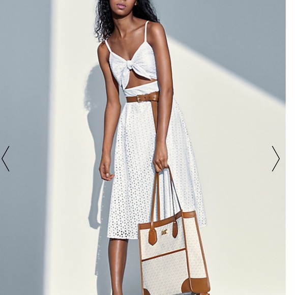 Michael Kors Floral Eyelet Knotted Cutout Dress - Picture 2 of 3